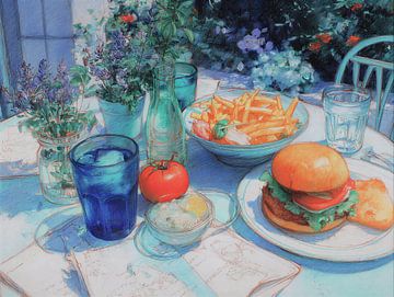 traditionelles Essen Stillleben, Fast Food