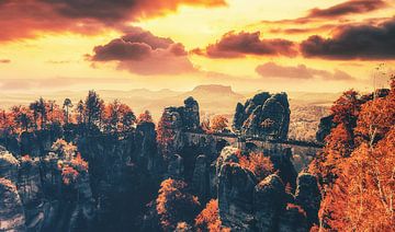 Surreale Basteibrücke in Bad Schandau - Elbsandsteingebirge von Jakob Baranowski - Photography - Video - Photoshop