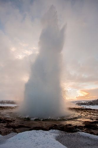 Spuitende geiser op IJsland