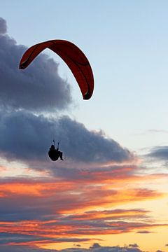 Paraglider by sunset van Yvonne Steenbergen