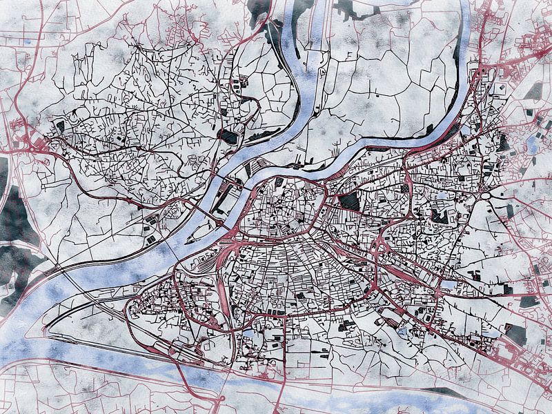 Carte de Avignon avec le style 'White Winter' par Maporia