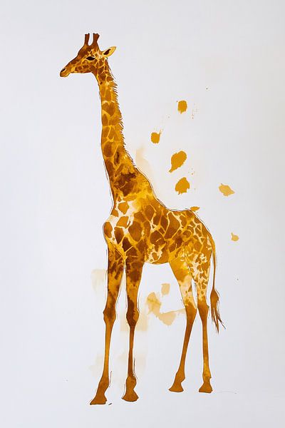 Minimalist giraffe watercolour art by Imperial Art House