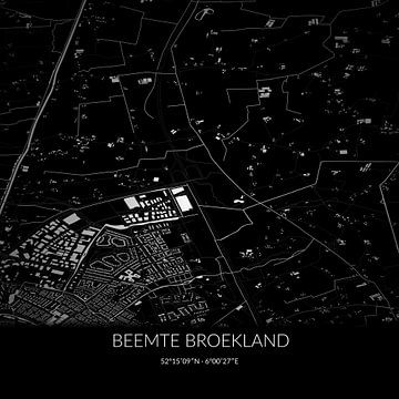 Zwart-witte landkaart van Beemte Broekland, Gelderland. van Rezona