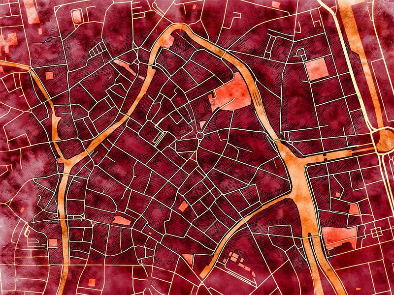 Carte de Gent centrum avec le style 'Amber Autumn' par Maporia