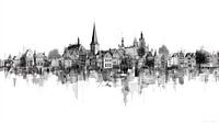 Maastricht Panorama in Schwarz-Weiß-Optik