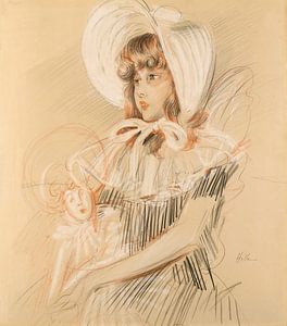 Paul César Helleu - Kleines Mädchen hält ihre Puppe