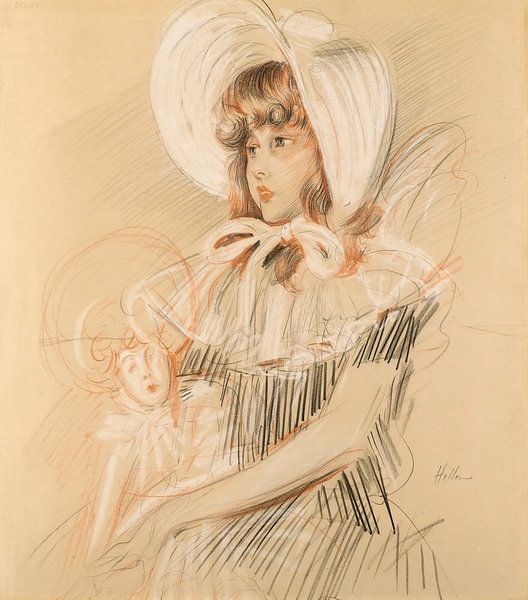 Paul César Helleu - Meisje met pop van Peter Balan