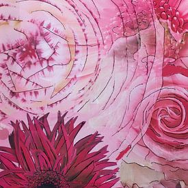 Média mixte avec différentes fleurs en rose. sur Therese Brals