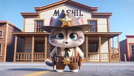 Tapferer Kätzchen-Sheriff im Wilden Westen von artefacti