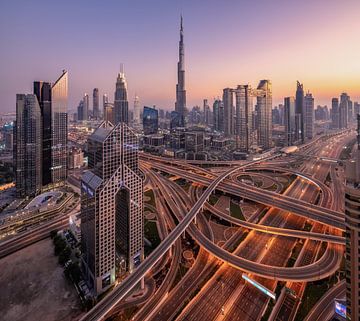 Panorama skyline Dubai van Achim Thomae