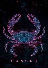 Signe du zodiaque du Cancer : la constellation du Crabe cosmique en néon sur BRZ999