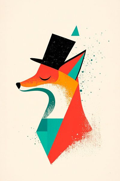 Elegant fox in a top hatArtistic sophistication of the Wildni by Poster Art Shop
