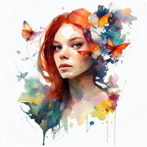 Rood haar vlinder mijmering