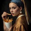 La fille à la perle mange une frite avec sur Emiel de Lange