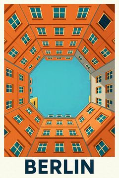 Cour intérieure à Berlin – Perspective architecturale géométrique