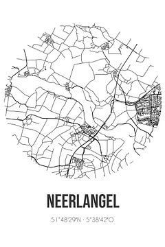 Neerlangel (Noord-Brabant) | Landkaart | Zwart-wit van MijnStadsPoster