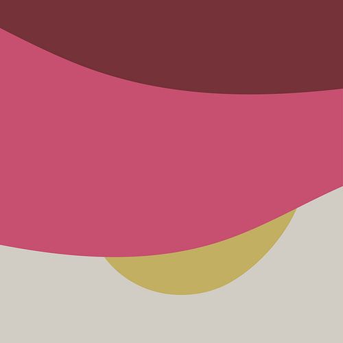 Abstract landschap in wijnrood, roze, groen, grijs