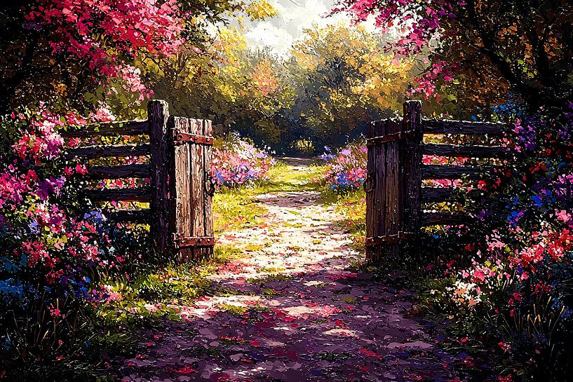 Wooden gate to flower path by Art & Soul Creations