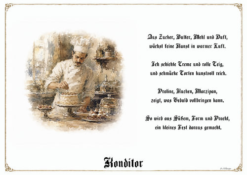 Konditor – Zunftbild mit Gedicht