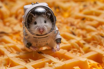Hamster astronaut op gele wafel van Imperial Art House