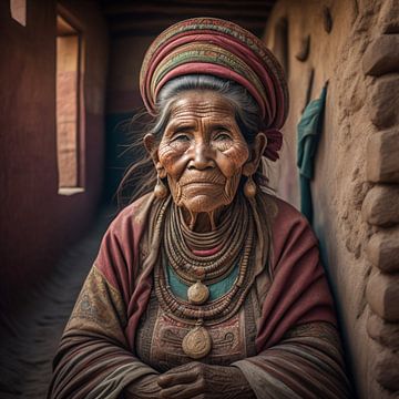 Oude vrouw in Peru