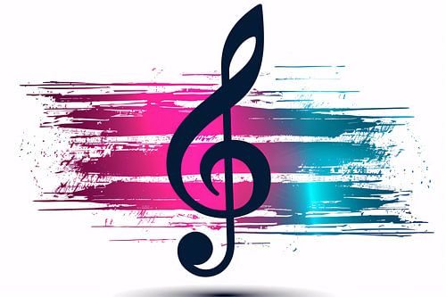 Moderne muzieknoot met kleurrijke abstractie