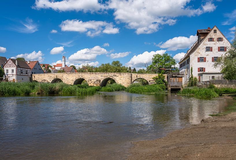 Historic bridge over the river Wörnitz in Harburg by ManfredFotos