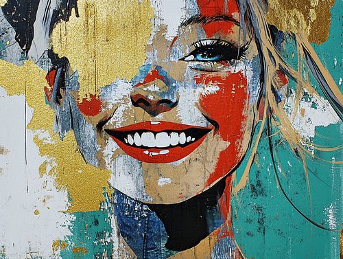 Vrouwenportret | Red Lips Golden Dreams