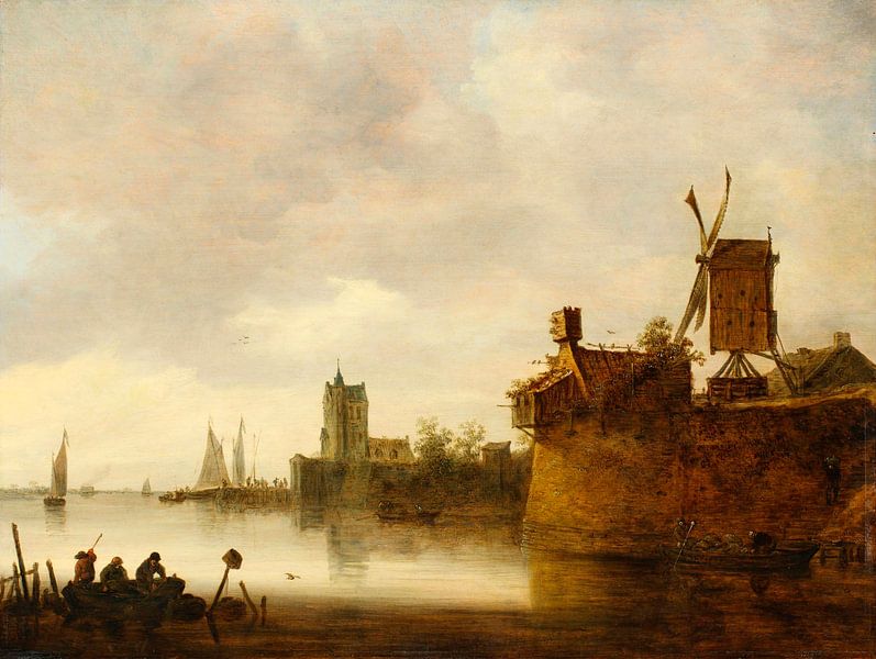 Rivierlandschap met windmolen, Jan van Goyen van Meesterlijcke Meesters