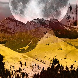 Full moon in the mountains by FRESH Fine Art