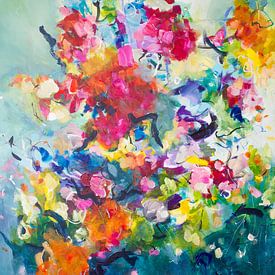 Painting Out Loud - powerful flower painting in loose style by Qeimoy
