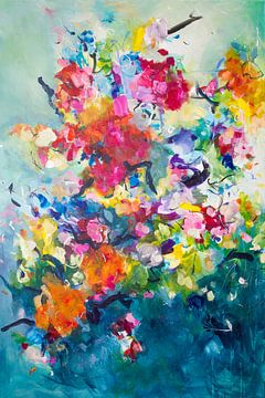 Painting Out Loud - krachtig bloemenschilderij in losse stijl van Qeimoy