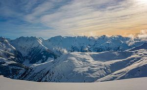 Panoramic view in the Tiroler Alps in Austria during winter