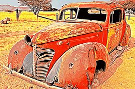 an american vintage car wreck in the desert mixed media by Werner Lehmann