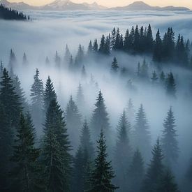 Foggy Pines by Nikita Abakumov