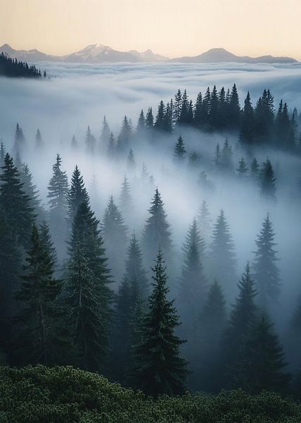 Foggy Pines by Nikita Abakumov