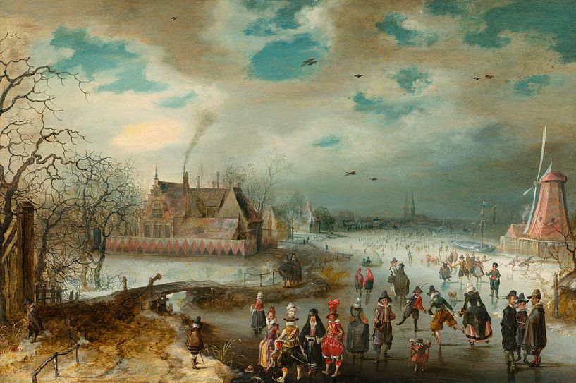 Skating on the Frozen Amstel River, Adam van Breen by Masterful Masters