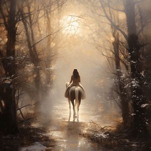 Magical forest ride on horseback