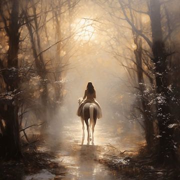 Promenade magique à cheval dans la forêt sur Karina Brouwer