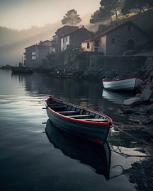 Fishing village with boats