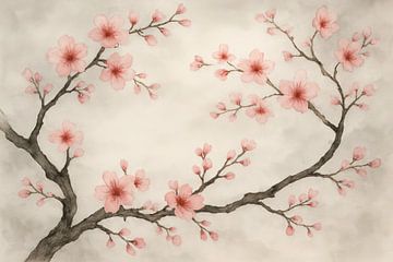 Sakura branch with soft blossom