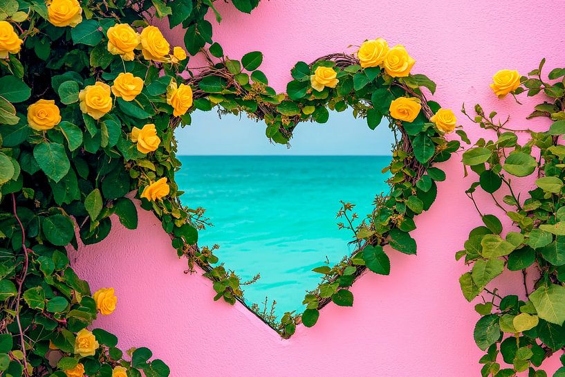 Heart-shaped view with roses by Poster Art Shop