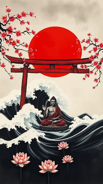 Bouddha / Boeddha Peinture japonaise Sumi-e par MIROKKU