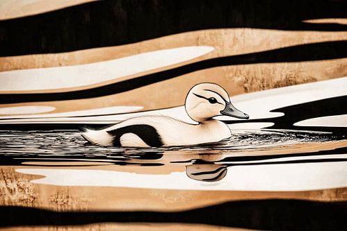 Elegante eend in kalm water