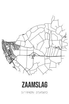 Zaamslag (Zeeland) | Karte | Schwarz und weiß von Rezona