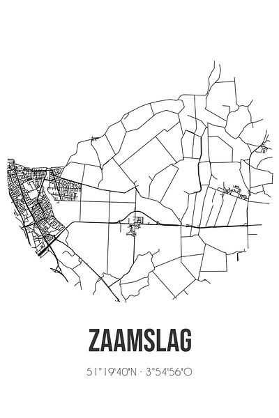 Zaamslag (Zeeland) | Map | Black and white by Prints of Place