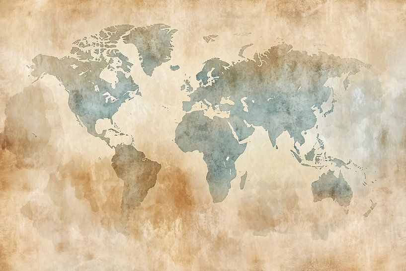 World map in soft watercolours by Imperial Art House
