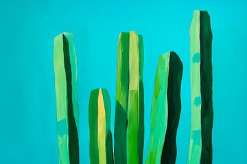 Cactuslandschap in levendige kleuren van Poster Art Shop