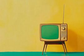 Retro television in front of a yellow background by Poster Art Shop