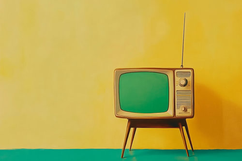 Retro Fernseher vor gelbem Hintergrund